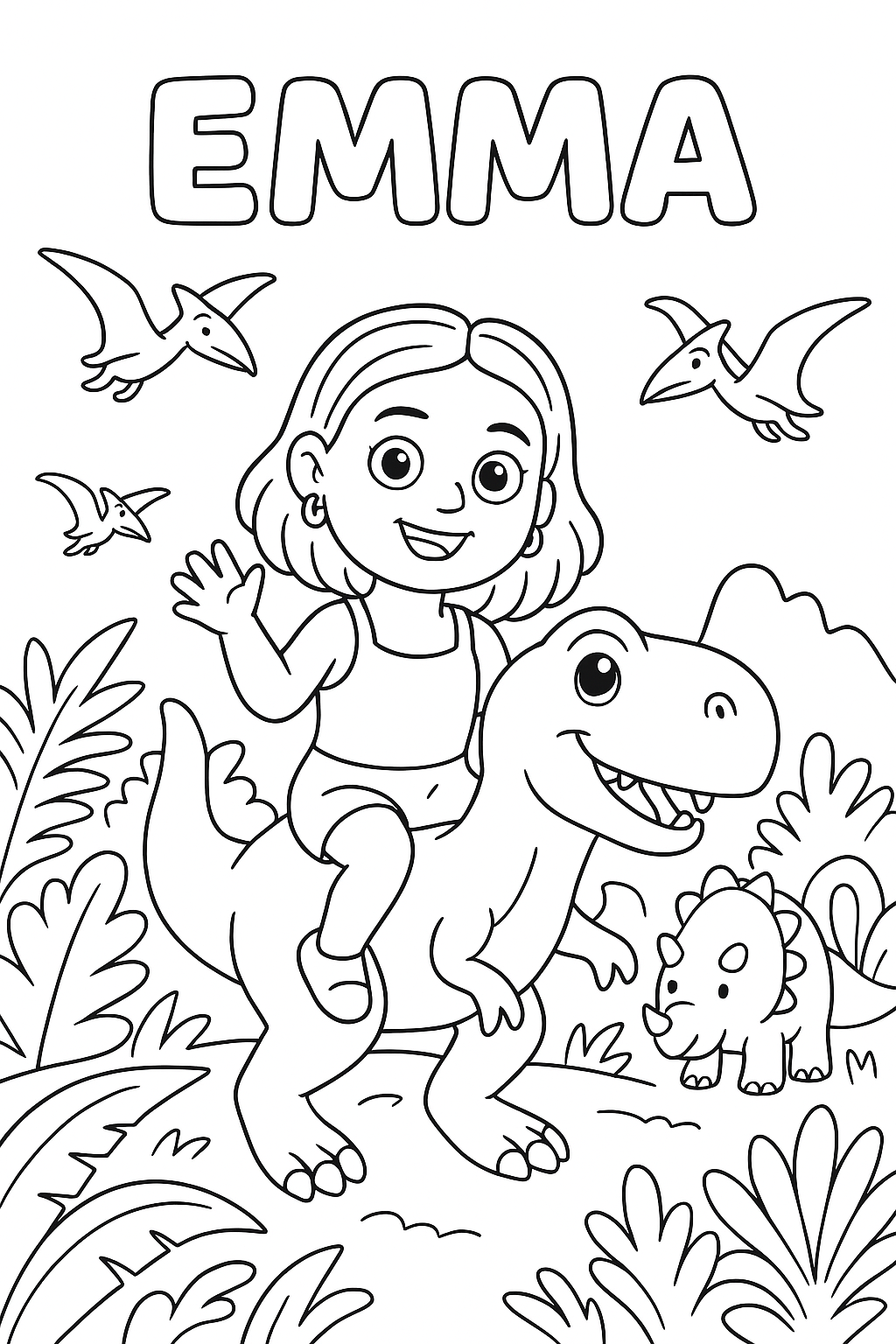 Exemple de coloriage personnalisé Emma créé à partir de sa photo