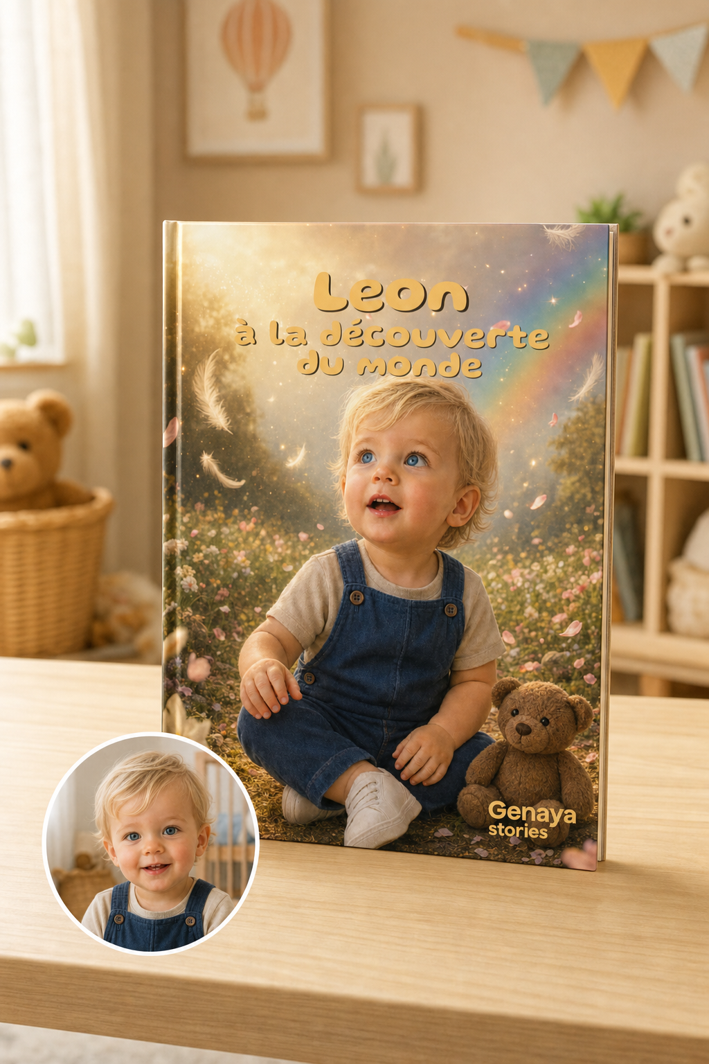 A la decouverte du monde - mockup livre A4 couverture rigide réaliste