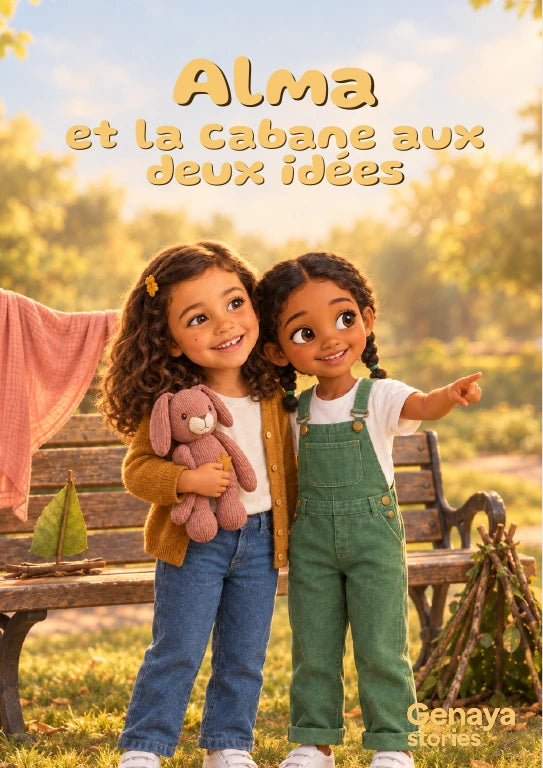 Couverture de l’aperçu Alma et la cabane aux deux idées. Personnages de démonstration fictifs.