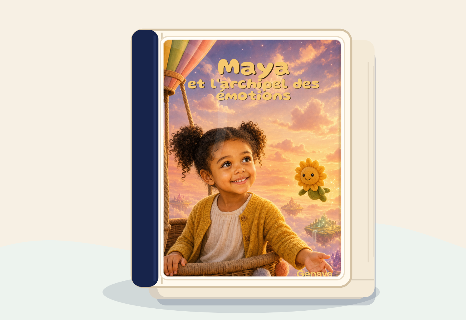 Mockup du livre imprime L'archipel des emotions avec couverture personnalisee