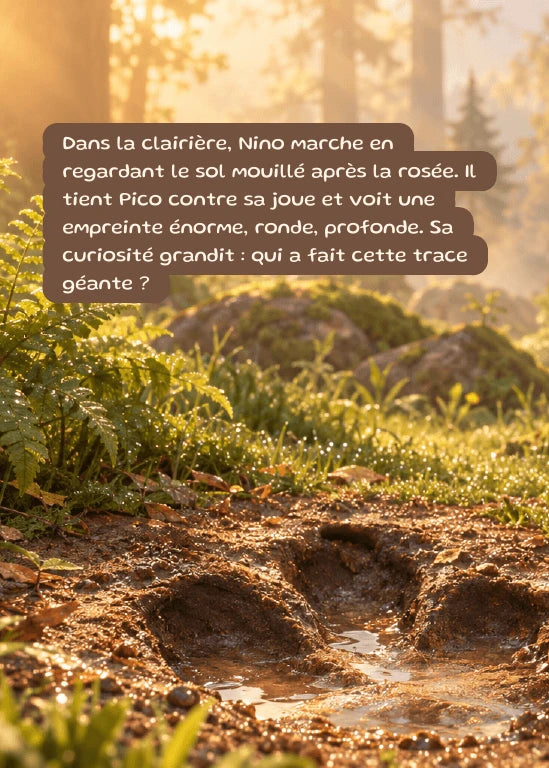 Première page de l’aperçu Nino et le pique-nique des dinosaures. Personnages de démonstration fictifs.