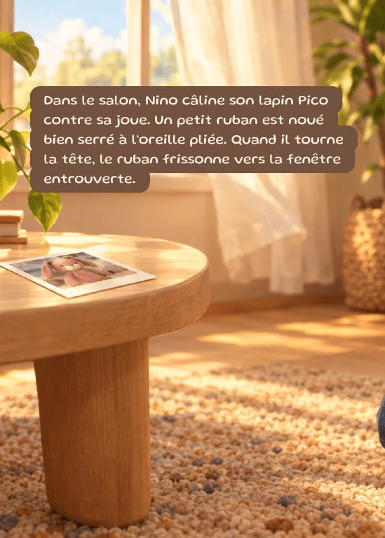Première page de l’aperçu Nino et le ruban de Pico. Personnages de démonstration fictifs.