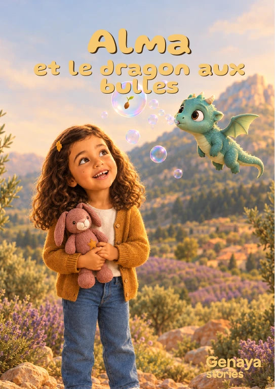 Couverture de l’aperçu Alma et le dragon aux bulles. Personnages de démonstration fictifs.