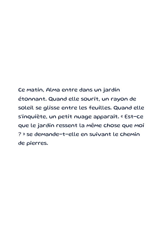 Première page de l’aperçu Alma et le jardin des météos. Personnages de démonstration fictifs.
