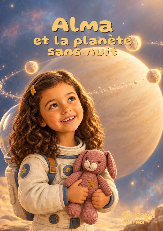 Couverture de l’aperçu Alma et la planète sans nuit. Personnages de démonstration fictifs.