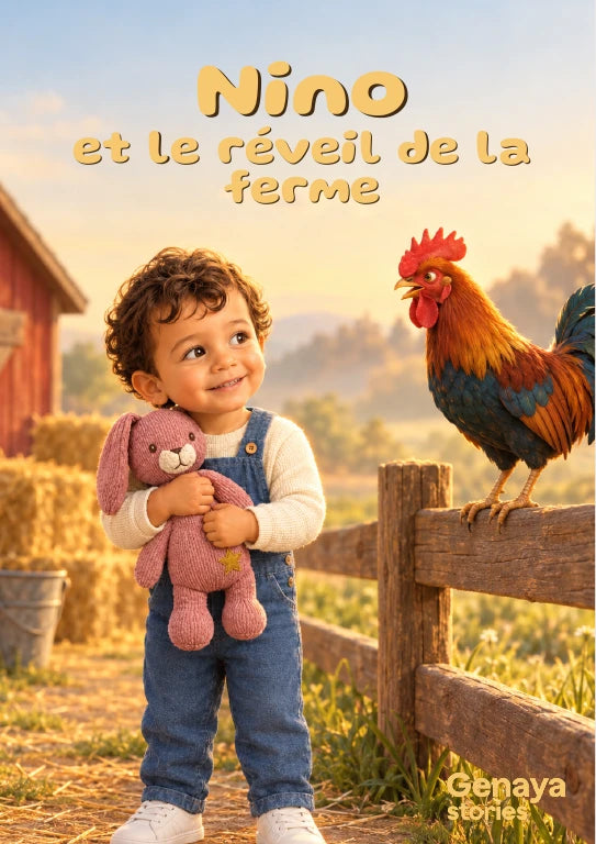 Couverture de l’aperçu Nino et le réveil de la ferme. Personnages de démonstration fictifs.