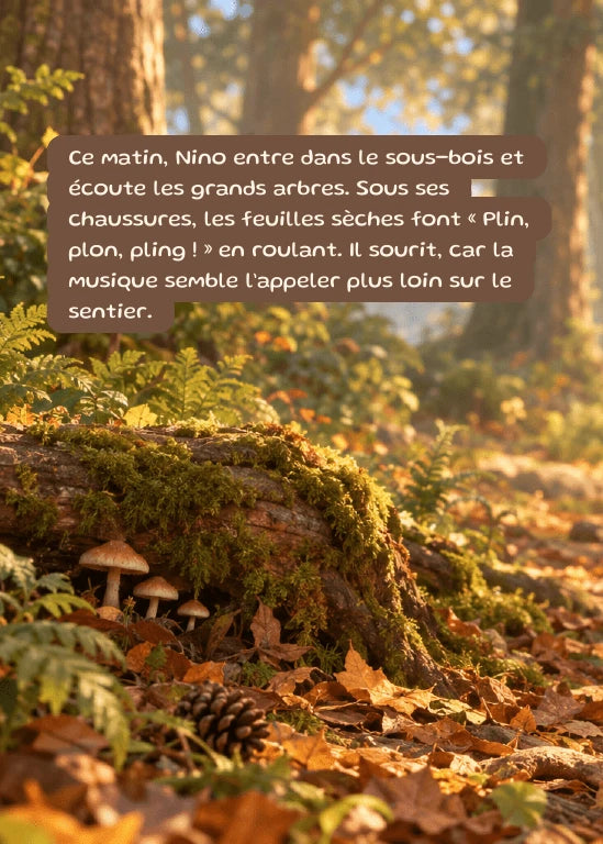 Première page de l’aperçu Nino et le sentier qui chantait. Personnages de démonstration fictifs.
