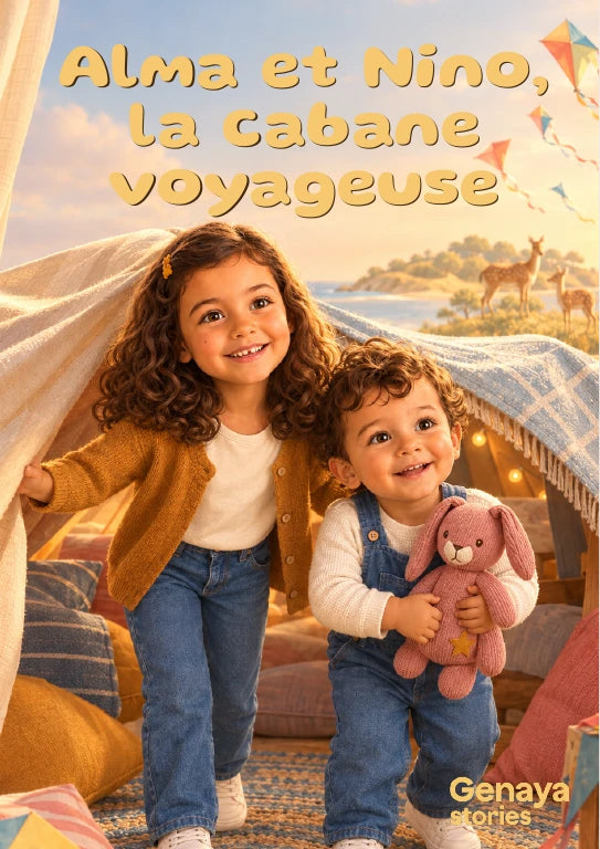 Couverture de l’aperçu Alma et Nino, la cabane voyageuse. Personnages de démonstration fictifs.