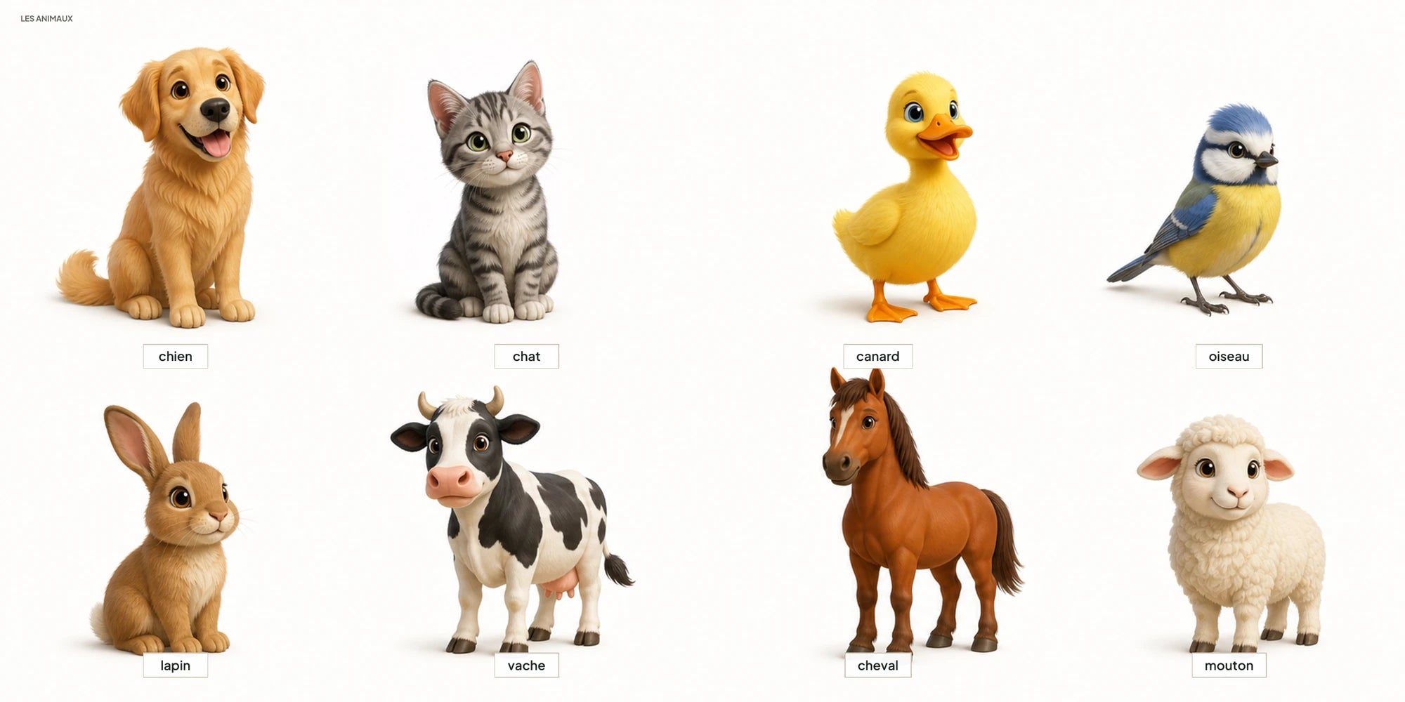 Double page animaux en 3D douce