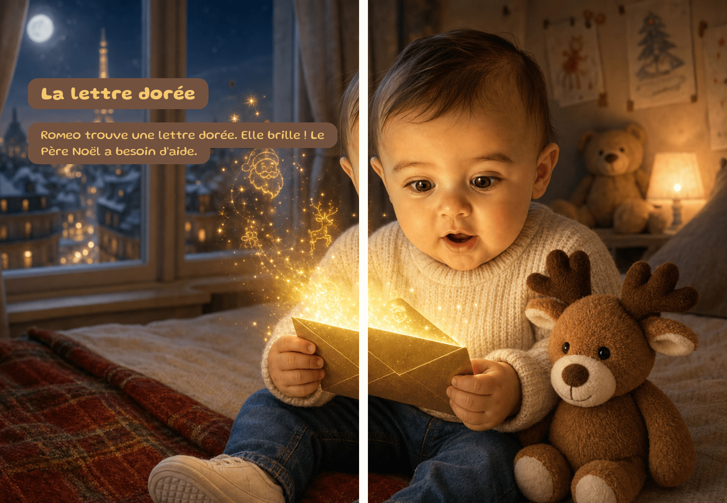 Double page interieure du livre personnalise La magie de Noel