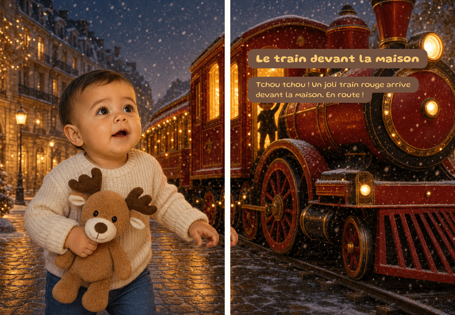Deuxieme double page interieure du livre personnalise La magie de Noel