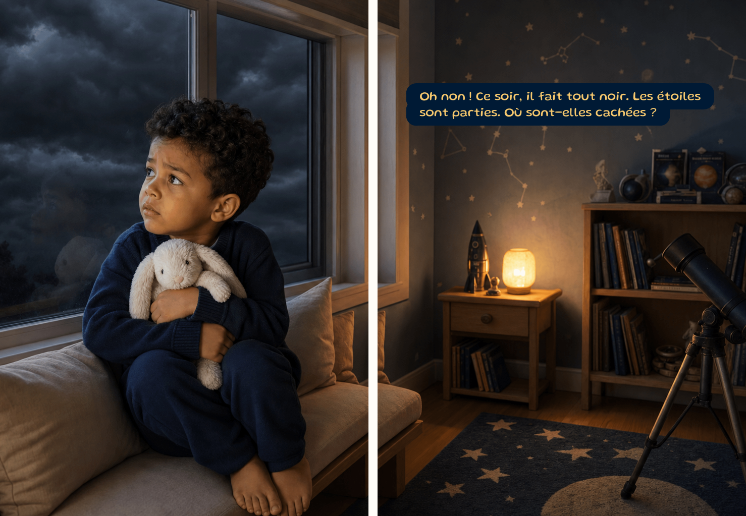 Deuxieme double page interieure du livre personnalise Le voleur d'etoiles