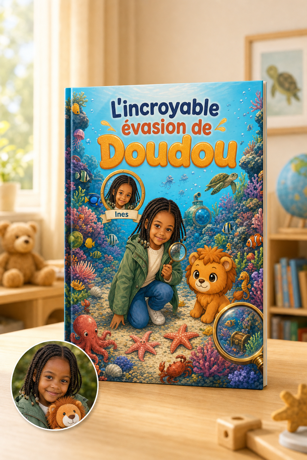 L'incroyable evasion de Doudou - mockup livre A4 couverture rigide manga