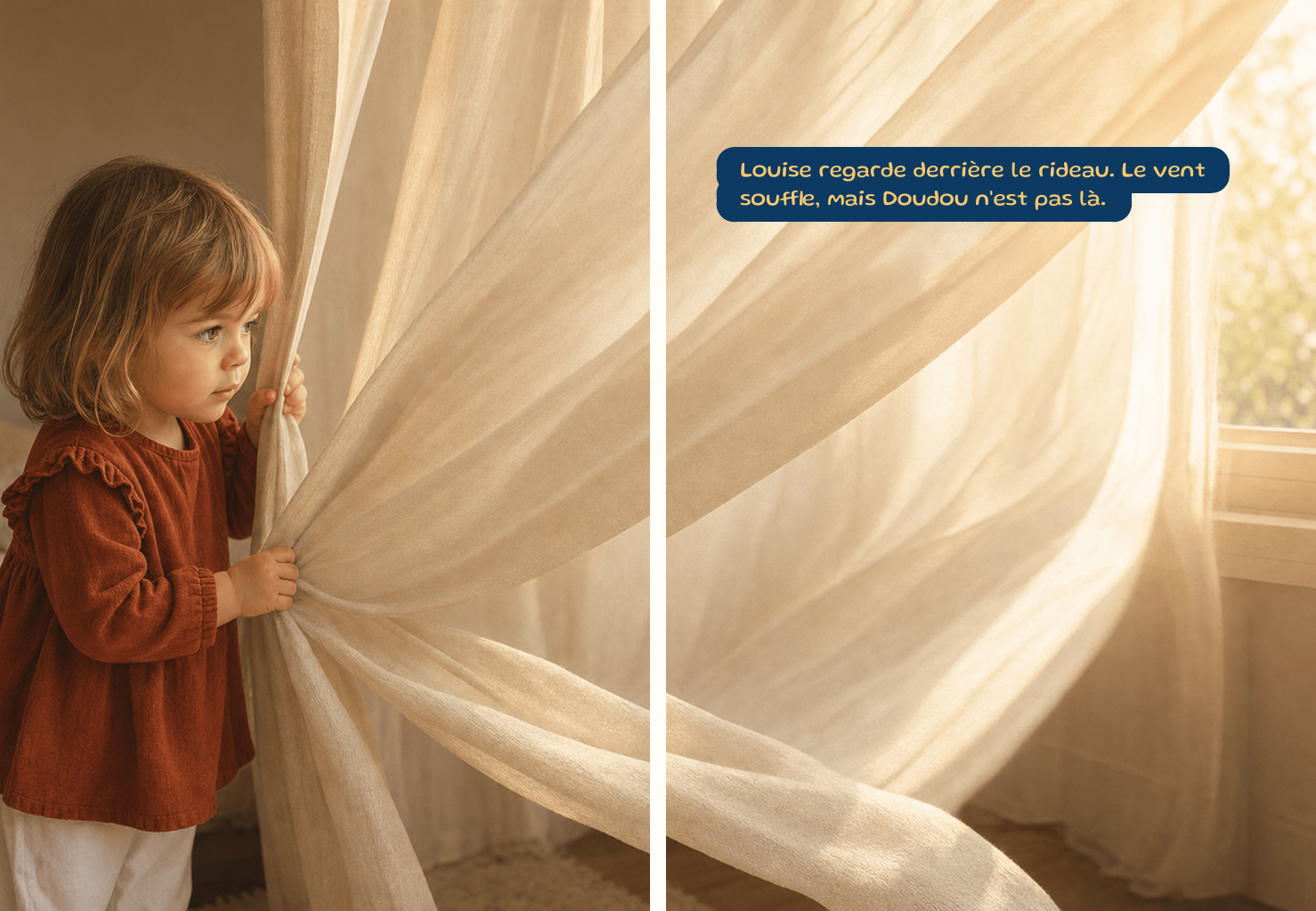 Deuxieme double page interieure du livre personnalise A la recherche de Doudou