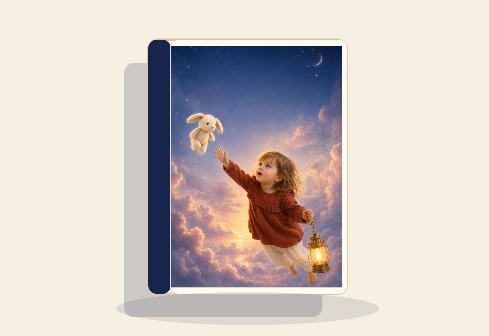 Mockup du livre imprime A la recherche de Doudou avec couverture personnalisee