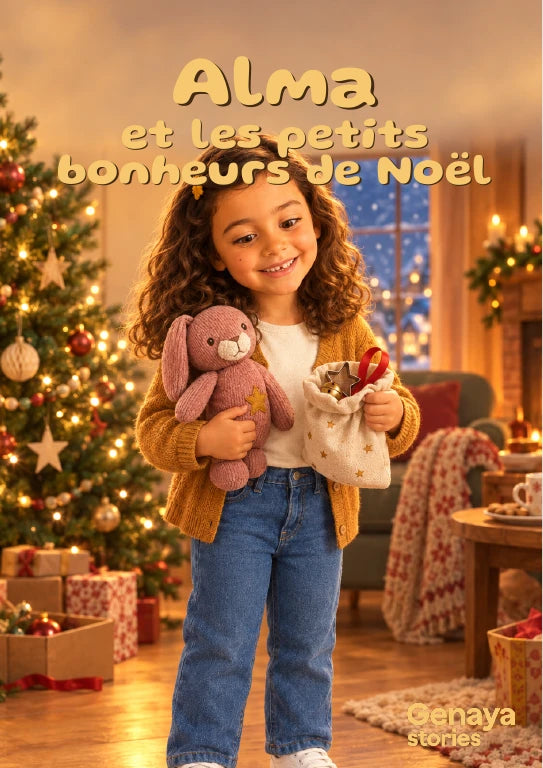 Couverture de l’aperçu Alma et les petits bonheurs de Noël. Personnages de démonstration fictifs.