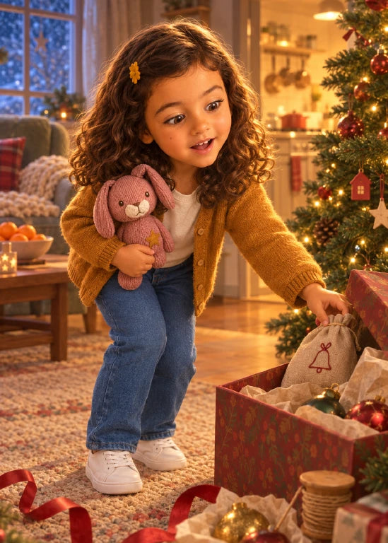 Page suivante de l’aperçu Alma et les petits bonheurs de Noël. Personnages de démonstration fictifs.