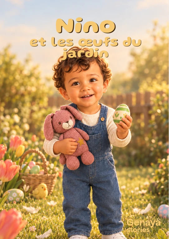 Couverture de l’aperçu Nino et les œufs du jardin. Personnages de démonstration fictifs.
