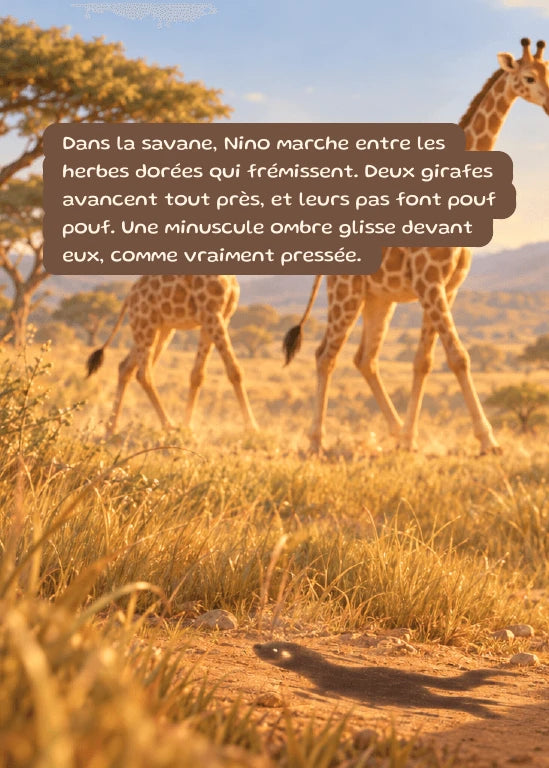 Première page de l’aperçu Nino et l’ombre du baobab. Personnages de démonstration fictifs.